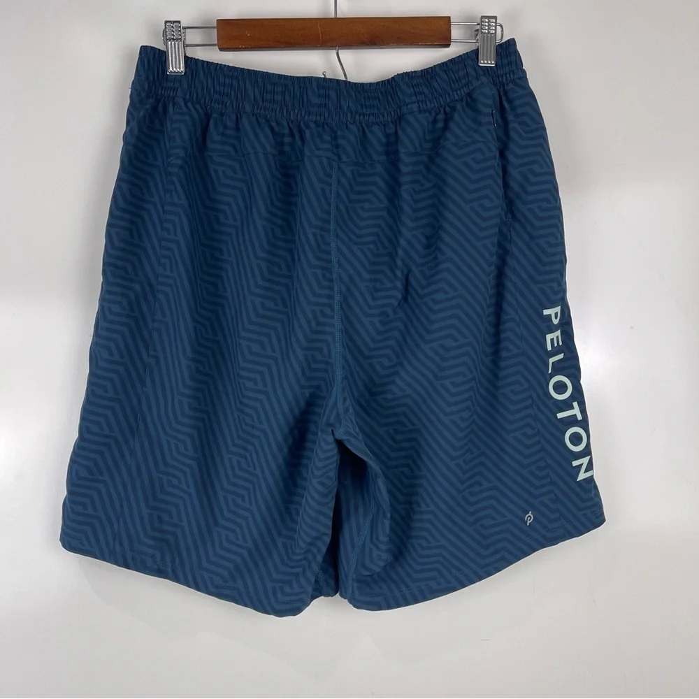 Peloton Turin Shorts Blue Logo Athletic Lined Men's Size Large 8
